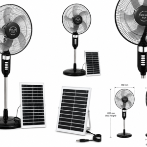 Solar Stand Fan with Solar Panel & Built-in Battery – Rechargeable Adjustable Standing Fan