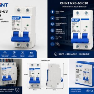 CHINT NXB-63 C10 2-Pole Miniature Circuit Breaker – 400V 6000A MCB